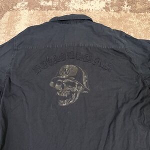 Metal Mulisha Shirt Men's XL Black Embroidered Long Sleeve Script Spell Out